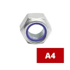 Önbiztosító hatlapú anya műanyag betéttel, A4, Saválló, M 24