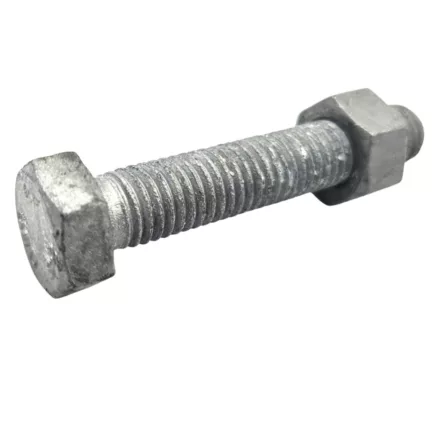 Hatlapfejű tövigmenetes csavar anyával, ISO 4017+4032, SB EN15048, 8.8 tüzihorganyzott, M 16x100