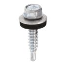 Hatlapfejű önfúró lemezcsavar+gumis alátét, Acél, szürkésfehér, 4,8x19 RAL9002