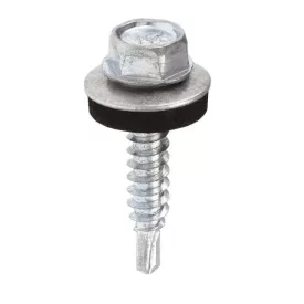   Fűzőcsavar+gumis alátét, Acél, RAL9006, 4,8x19/14 (fehér-alumínium)