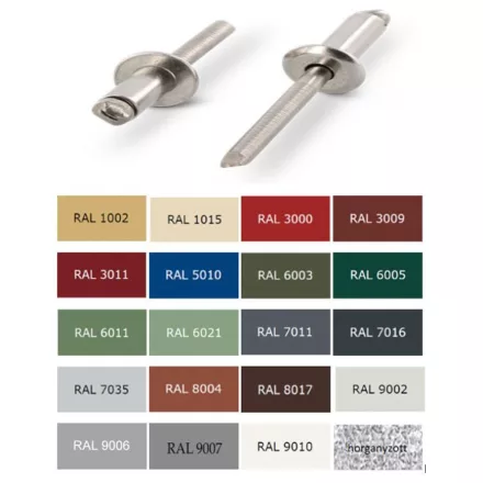 DIN 7337 nyitott Popszegecs AST nyitott, Alu-Acél, RAL9016, 3,2x5 (közlekedési fehér)
