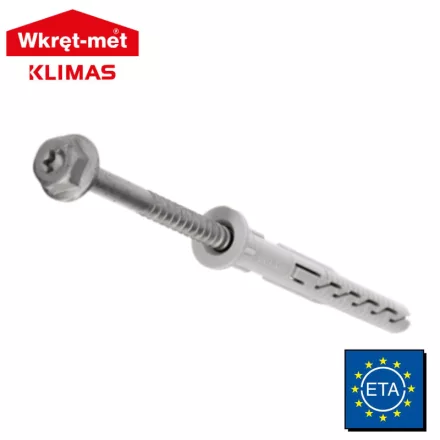 Keretrögzítő peremes dübel, hatlapfejű peremes csavarral (TORX) 10x230