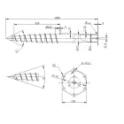 Talajcsavar hatszögletű talpas fejjel 76x1000 - 2,5 - M12