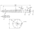 Talajcsavar hatszögletű talpas fejjel 76x2100 - 3,5 - M16