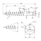 Talajcsavar hatszögletű talpas fejjel 76x800 - 2,5 - M12