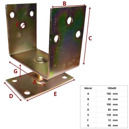 Talp lefúrható, fix 100x85